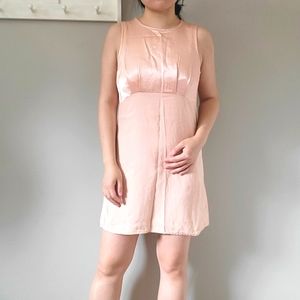 vintage mini sleeveless satin dress pink xs small